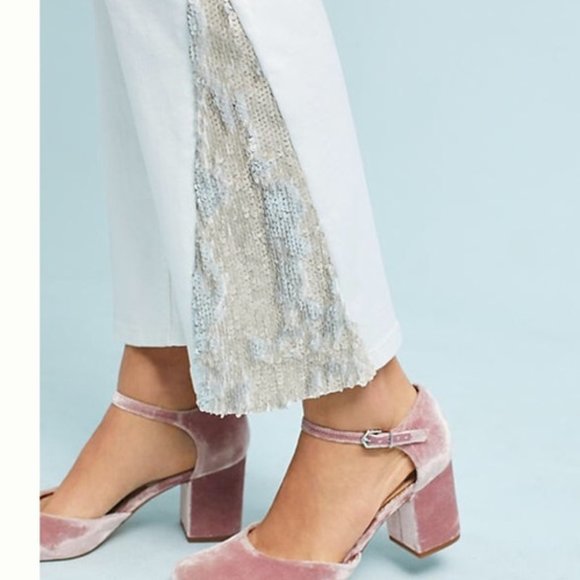 Anthropologie Pilcro and the Letterpress High-Rise Sequins Flared Jeans White - Picture 2 of 13